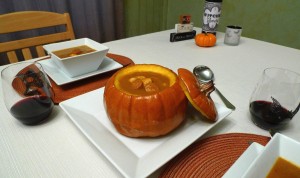 Creole Pumpkin Soup in a Roasted Pumpkin