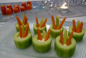 Cucumber Cups with Crudités and Dip